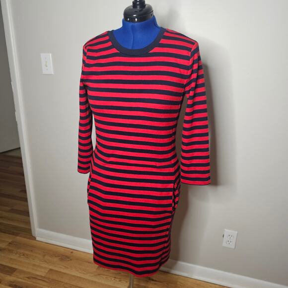 Gap Red & Navy Striped cotton Stretch Sheath Dress with pockets - Picture 1 of 4